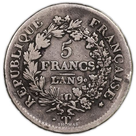 Coin France Directoire 5 Francs Union Et Force An 9 5 T Nantes