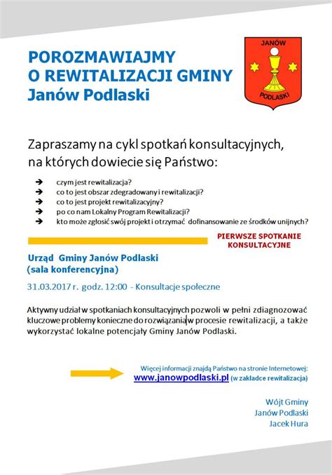 Porozmawiajmy o rewitalizacji Gminy Janów Podlaski Gmina Janów Podlaski