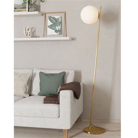 Eglo Rondo 4 Floor Lamp In Brushed Brass With Matt Opal Glass Shade Fitting And Style From Dusk