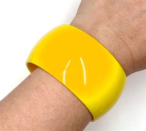 Extra Wide Yellow Acrylic Bangle Bracelet