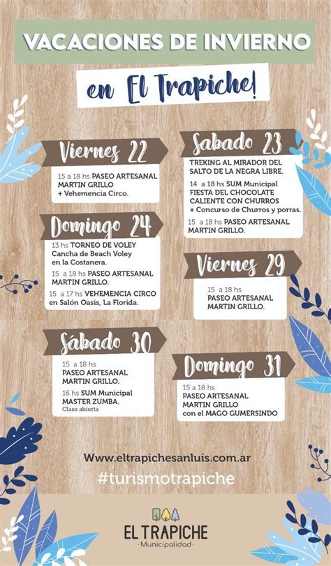 Vacaciones De Invierno En El Trapiche Con Actividades Culturales Y