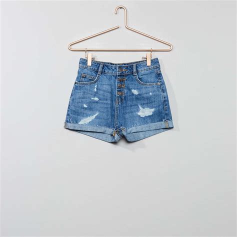 Short En Jean Destroy Fille Adolescente Bleu Clair Kiabi