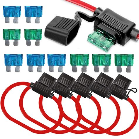 Muhize 12 Gauge Fuse Holders ATC ATO Fuses Kit 5x Wiring Harness