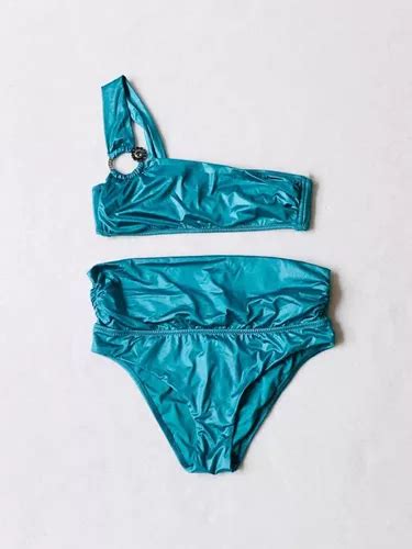 Intimissimi Calzedonia Bikini Tiro Alto Azul Satinado Celeste Envío gratis
