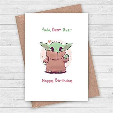 Baby Yoda Birthday Card Cute Mandalorian Star Wars Yoda Best Ever