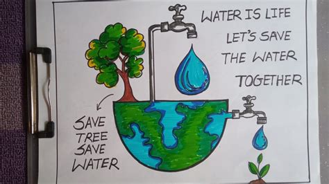 World Water Day Poster Drawing Water Day Drawing Easy Save Tree