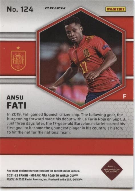 2021 22 Panini Mosaic Road To Fifa World Cup 124 Ansu Fati Mosaic