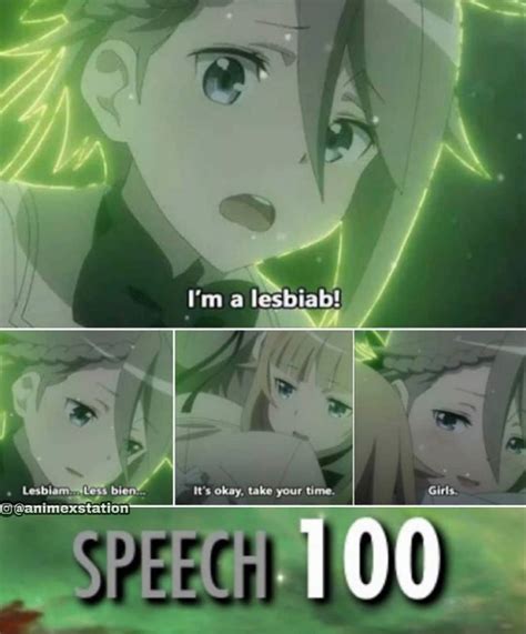 An Anime Scene With The Caption Saying I M A Lesbian Speech To Each Other