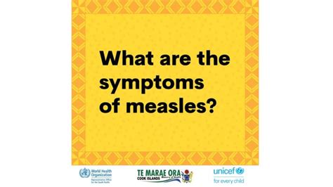 Symptoms Of Measles Poster Te Marae Ora Cook Islands Ministry Of Health