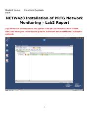 Francisco Quezada Netw Week Prtg Installation Lab Report V Docx