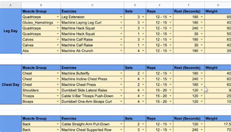 5 Free Google Sheets Workout Templates Spreadsheet Daddy