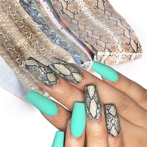 10pcs Snake Skin Nail Foil Stickers Animal Leopard Printed Design Nail