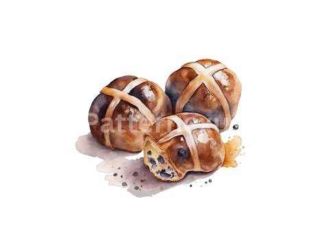 Hot Cross Buns Clipart Easter Watercolor Clipart Pngs Set For Wallpaper Wrapping Paper Logos