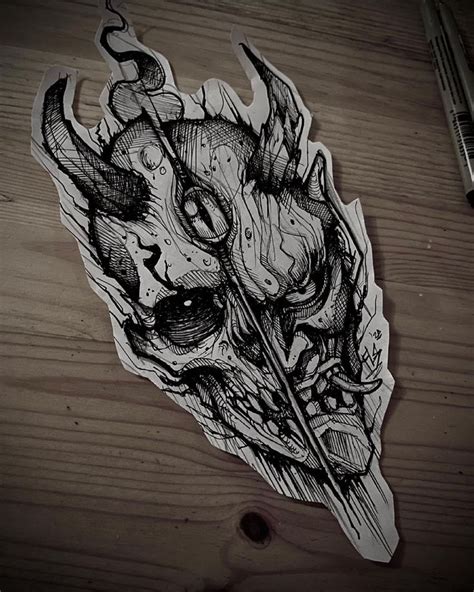 Flesher On Instagram Skull Hannya Reserved Creepy Tattoos