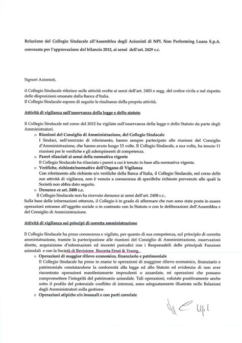 Calam O Relazione Del Collegio Sindacale