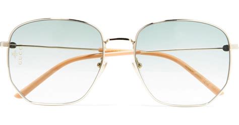 Gucci Hexagon Frame Gold Tone And Acetate Sunglasses In Yellow Lyst Australia