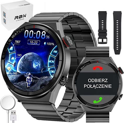 Smartwatch Zegarek M Ski Rozmowy Polskie Menu Sms Mocna Bateria Paski