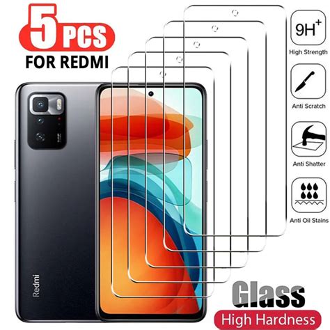 5Pcs Tempered Glass For Redmi Note 10 12 11 9 8 7 Pro Plus 5G 11S Png