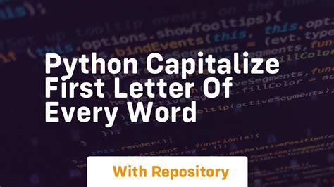 Python Capitalize First Letter Of Every Word YouTube