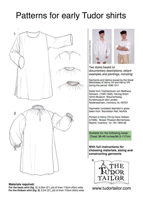 Shop The Tudor Tailor Pattern For Mens Early Tudor Shirts Small