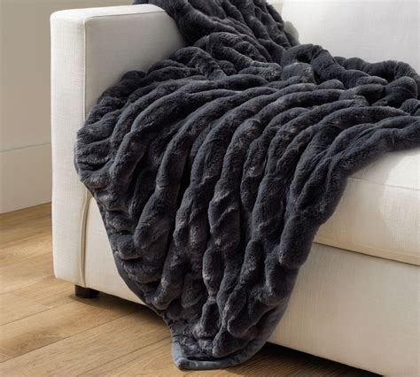 Faux Fur Ruched Throw Blankets Pottery Barn