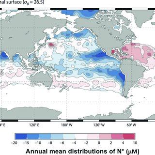 Global Distribution Of Annual Mean N In Micromolar Along The