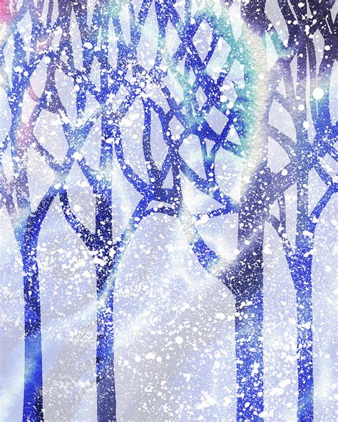 Winter Blue Forest Silhouette Painting by Irina Sztukowski - Fine Art ...