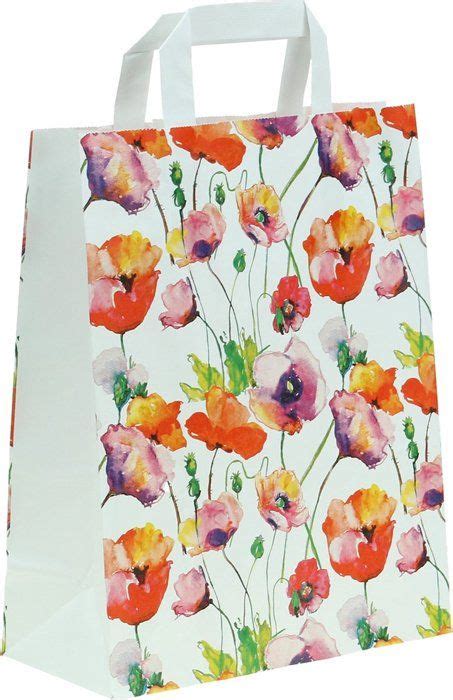 Sacs En Papier Kraft Printemps avec Poignées 22x10x28cm 50 Pcs Sacs