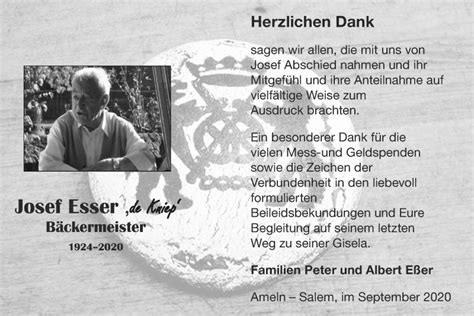 Traueranzeigen Von Josef Esser Aachen Gedenkt