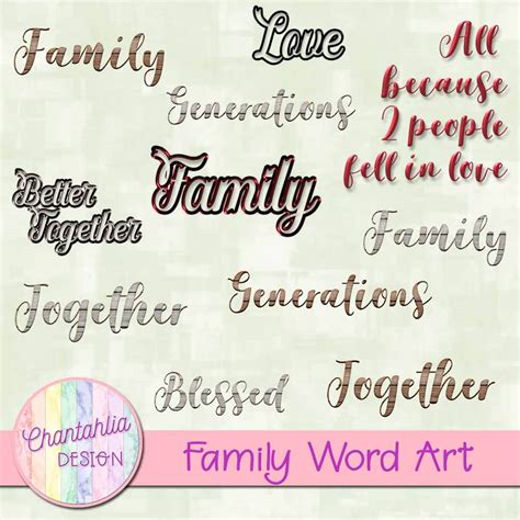 Free Word Art in a Family Theme for Digital Scrapbooking