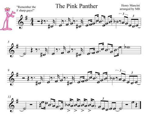 Pink Panther Sheet Music For Mobile The Pink Panther Theme1275 Cakepins