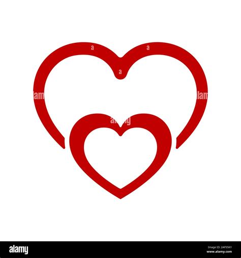 Abstract heart shape outline. Vector illustration. Red heart icon in ...