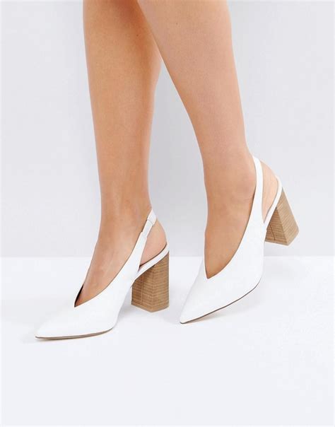 White Slingback Pointed Toe Pumps