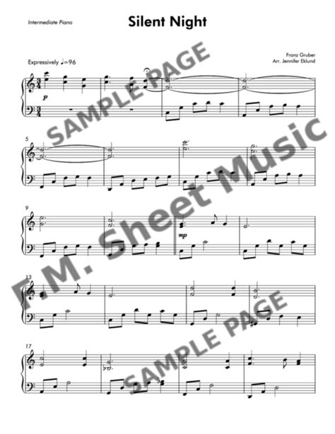 Silent Night Intermediate Piano By Fm Sheet Music Pop Arrangements By Jennifer Eklund