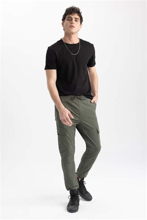 Kaki HOMME Pantalons En Tissés La Gabardıne Jogging Cargo étroit