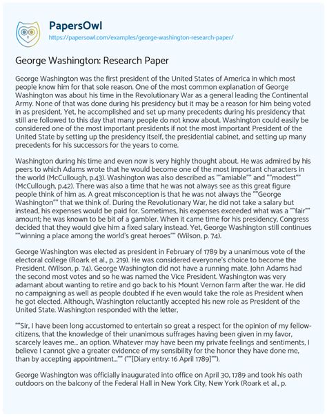 George Washington Research Paper Free Essay Example 2614 Words