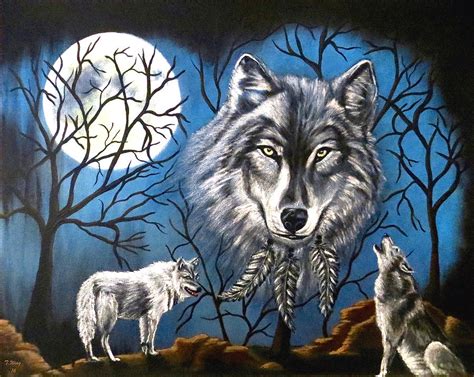 Spirit Wolf Painting By Teresa Wing Fine Art America