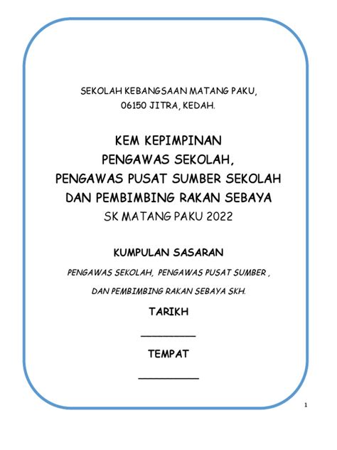 Kertas Kerja Kem Kepimpinan Pengawas Skh 2022 Pdf