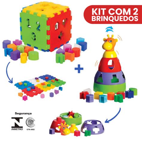 Kit De Brinquedo Infantil Interativo Did Tico Educativo Para Bebe Cubo