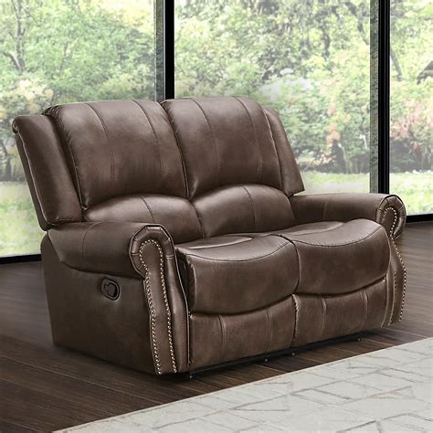 Top Grain Leather Reclining Sofa With Console | Baci Living Room