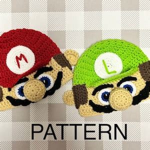 Patterncrochet Mario and Luigi Hat, Mario Hat Pattern, Luigi Hat Pattern, Mario Costume ...