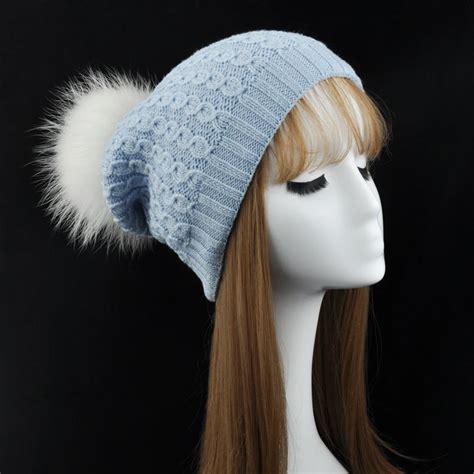 Aliexpress Buy Real Raccoon Fur Pom Pom Hat Women Winter Autumn