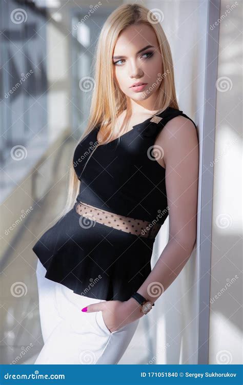 Portrait Of A Charming Blonde Stock Photo Image Of Alluring Attractive 171051840