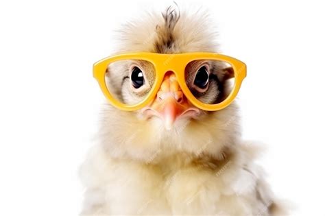 Premium Ai Image A Small Chicken Wearing Glasses On A White Background