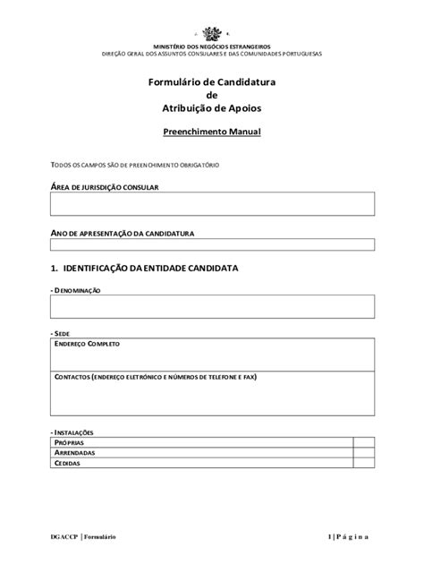 Fillable Online Formulrio De Candidatura De Atribuio De Apoios Fax