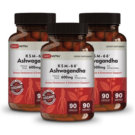 DailyNutra KSM 66 Ashwagandha 600mg Organic Extract Vegan