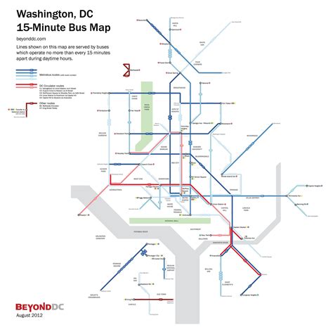 Frequent bus routes in Washington, DC [1600 x 1595] [OC] : r/MapPorn