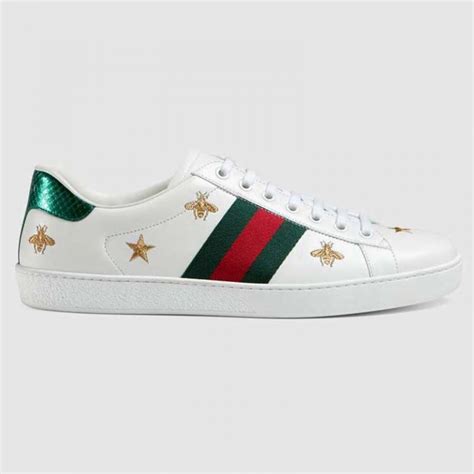 Gucci Women S Ace Embroidered Sneaker In White Leather With Bees And