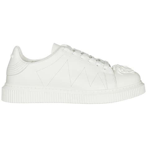 Versace Mens Shoes Leather Trainers Sneakers Medusa In White For Men