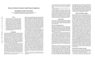 Fairness In Federated Learning For Spatial Temporal Applications